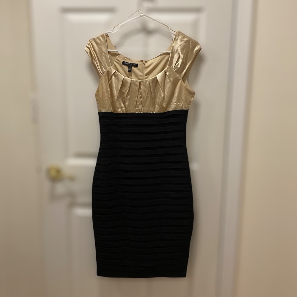 Gold and Black Cocktail Mini Dress